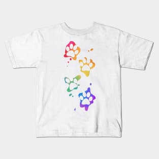 Rainbow Splat Paws Kids T-Shirt